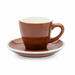 ACF Cup & Saucer 6 Set - 8oz -Alternative Brewing Shop ACF 6 Oz Brown Cup and Saucer 1024x
