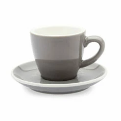 ACF Cup & Saucer 6 Set - 8oz -Alternative Brewing Shop ACF 6 Oz Grey Cup and Saucer 1024x