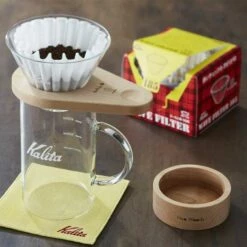 Kalita Neo Woods Wave Dripper 185 -Alternative Brewing Shop Kalita WDG 185 Neo Woods Coffee Dripper Stand Set 1024x