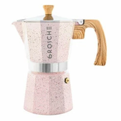 GROSCHE Milano Stovetop Espresso Maker - Stone -Alternative Brewing Shop Milano Stone Stovetop Espresso Maker 6 Cup Blush Pink 1024x