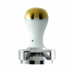 PESADO 58.5 Metal Tamper -Alternative Brewing Shop PESADO Coffee Tamper White and Gold 1024x