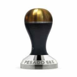 PESADO 58.5 Metal Tamper -Alternative Brewing Shop PESADO Tamper Black and Gold 1024x