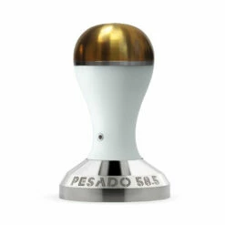 PESADO 58.5 Metal Tamper -Alternative Brewing Shop PESADO Tamper White and Gold 1024x